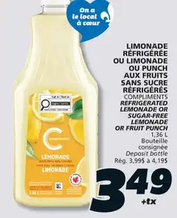 IGA COMPLIMENTS REFRIGERATED LEMONADE OR SUGAR-FREE LEMONADE OR FRUIT PUNCH offer