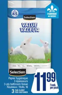 Jean Coutu SELECTION 3-ply bathroom tissue offer