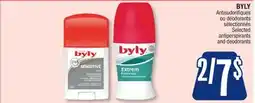 Jean Coutu BYLY Selected antiperspirants and deodorants offer
