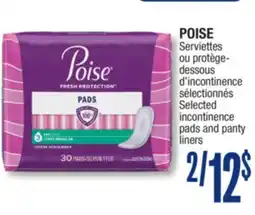 Jean Coutu POISE Selected incontinence pads and panty liners offer
