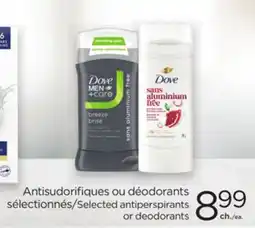 Proxim Dove Selected antiperspirants or deodorants offer