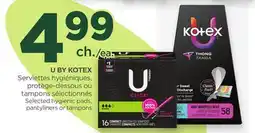 Proxim U BY KOTEX Selected hygienic pads, pantyliners or tampons offer