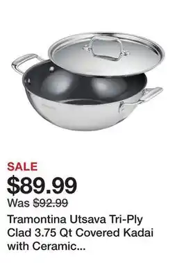 Wayfair Tramontina Utsava Tri-Ply Clad 3.75 Qt Covered Kadai with Ceramic Interior – Induction-Ready offer