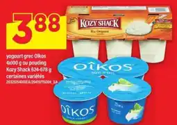 Maxi yogourt grec Oïkos 4x100 g ou pouding Kozy Shack 624-678 g offer