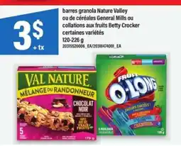 Maxi Barres granola Nature Valley ou de céréales General Mills ou collations aux fruits Betty Crocker offer