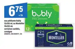 Maxi eau pétillante Bubly ou Montellier offer