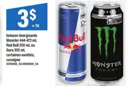 Maxi boisson énergisante Monster, Red Bull ou Guru offer