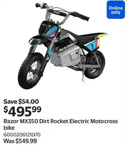 Walmart Razor MX350 Dirt Rocket Electric Motocross bike offer