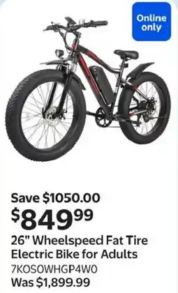 Walmart 26" Wheelspeed Fat Tire Electric Bike for Adults offer