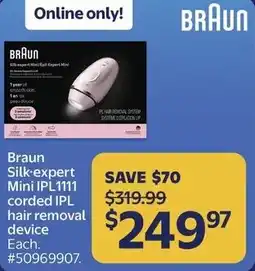Walmart Braun Silk-expert Mini IPL 1111 corded IPL hair removal device offer
