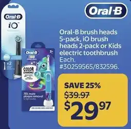 Walmart Oral-B brush heads 5-pack, iO brush heads 2-pack or Kids electric toothbrush offer
