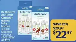 Walmart Dr. Brown's Anti-colic Options+ narrow baby bottles offer