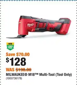 Home Depot MILWAUKEE M18 Multi-Tool (Tool Only) offer