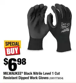 Home Depot Milwaukee black nitrile level 1 cut resistant dipped work gloves offer