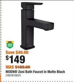 Home Depot MOEN Zoni Bath Faucet in Matte Black offer