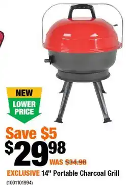 Home Depot 14 portable charcoal grill offer