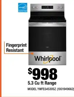 Home Depot 5.3 cu ft Range offer