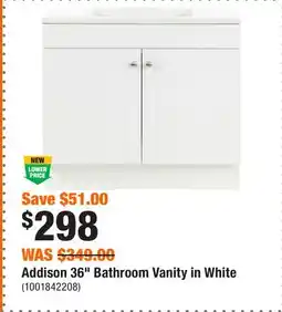 Home Depot Addison 36 Bathroom Vanity in White offer