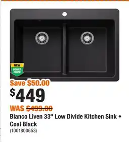 Home Depot Blanco Liven 33 Low Divide Kitchen Sink • Coal Black offer