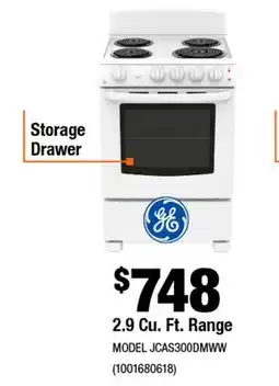 Home Depot 2.9 Cu. Ft. Range offer