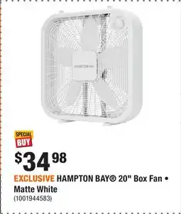 Home Depot EXCLUSIVE HAMPTON BAY 20 Box Fan • Matte White offer