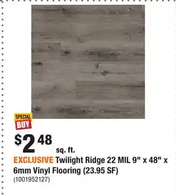 Home Depot EXCLUSIVE Twilight Ridge 22 MIL 9 x 48 x 6mm Vinyl Flooring (23.95 SF) offer