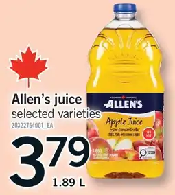 Fortinos ALLEN'S JUICE offer