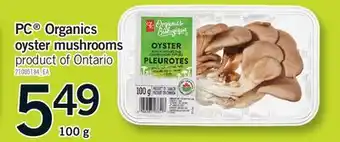 Fortinos PC ORGANICS OYSTER MUSHROOMS offer