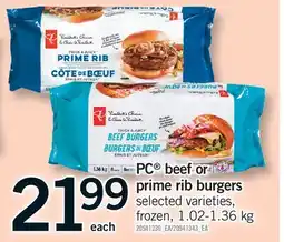 Fortinos PC BEEF OR PRIME RIB BURGERS offer