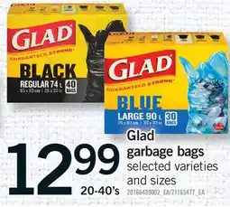 Fortinos GLAD GARBAGE BAGS, 20-40's offer