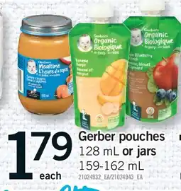 Fortinos GERBER POUCHES OR JARS, 128 ML OR JARS offer