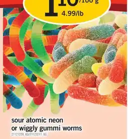 Fortinos SOUR ATOMIC NEON OR WIGGLY GUMMI WORMS offer