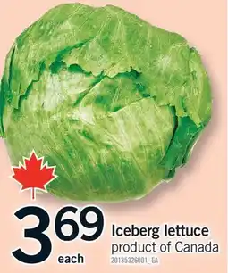 Fortinos ICEBERG LETTUCE offer