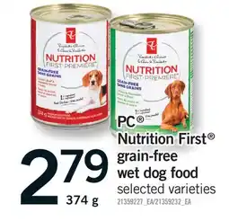 Fortinos PC NUTRITION FIRST GRAIN-FREE WET DOG FOOD offer
