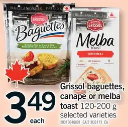 Fortinos GRISSOL BAGUETTES, CANAPE OR MELBA TOAST offer