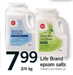 Fortinos LIFE BRAND EPSOM SALTS, 2/4 KG offer