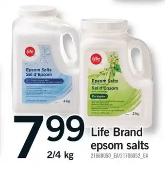 Fortinos LIFE BRAND EPSOM SALTS, 2/4 KG offer