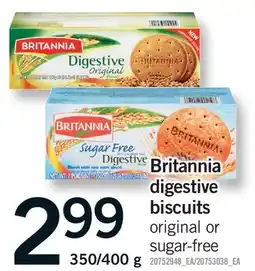 Fortinos BRITANNIA DIGESTIVE BISCUITS, 350/400 g offer