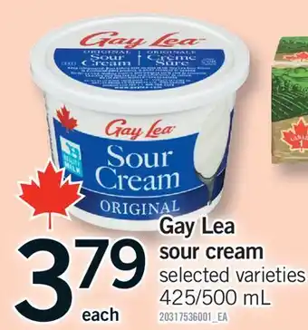 Fortinos GAY LEA SOUR CREAM, 425/500 mL offer
