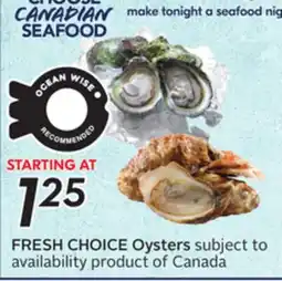 Sobeys FRESH CHOICE Oysters offer