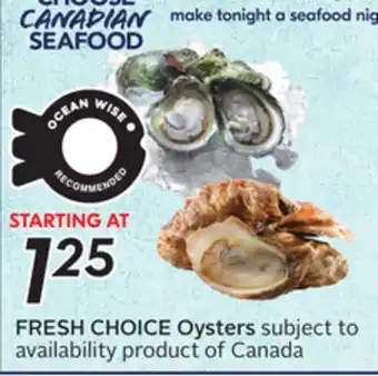 Sobeys FRESH CHOICE Oysters offer