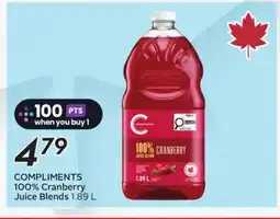 Sobeys COMPLIMENTS 100% Cranberry Juice Blends offer