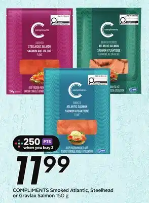 Sobeys COMPLIMENTS Smoked Atlantic, Steelhead or Gravlax Salmon offer