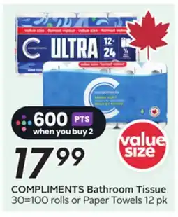 Sobeys COMPLIMENTS Bathroom Tissue Paper Towels offer