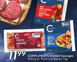Sobeys COMPLIMENTS Smoked Sausages 900 g or Thick Cut Bacon 1 kg offer