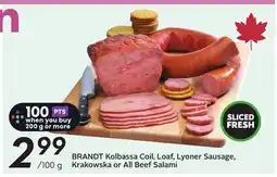 Sobeys Kolbassa Coil, Loaf, Lyoner Sausage, Krakowska or All Beef Salami offer