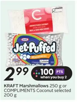 Sobeys KRAFT Marshmallows 250 g or COMPLIMENTS Coconut selected 200 g offer
