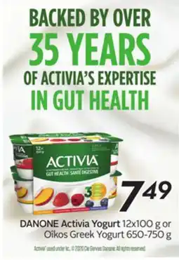 Sobeys DANONE Activia Yogurt 12x100 g or Oikos Greek Yogurt offer