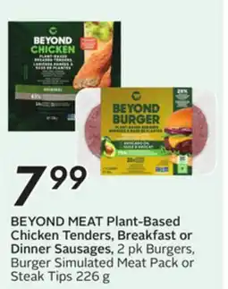 Sobeys Plant-Based Chicken Tenders, Breakfast or Dinner Sausages offer