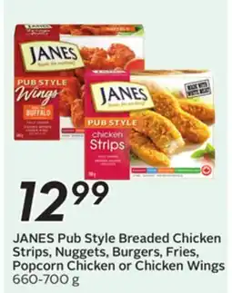 Sobeys Pub Style Breaded Chicken Strips, Nuggets, Burgers, Fries, Popcorn Chicken or Chicken Wings offer
